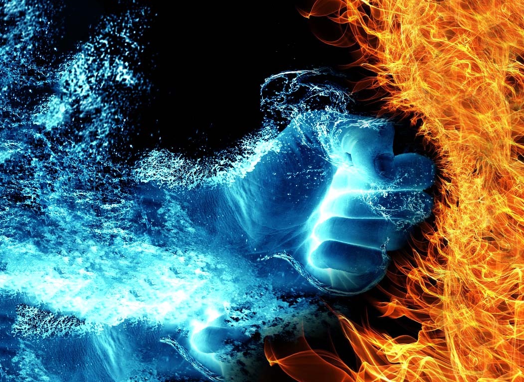 Gestaltungsmotiv für Kälte Klima Siebel: Eis und Feuer